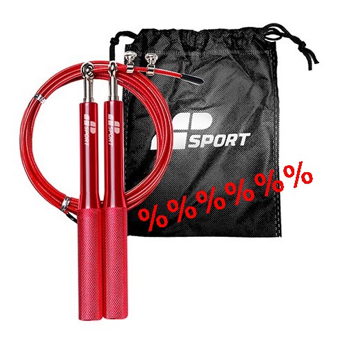 Springseil 300 cm - Speed Rope - Griff Aluminium Rot/Rot